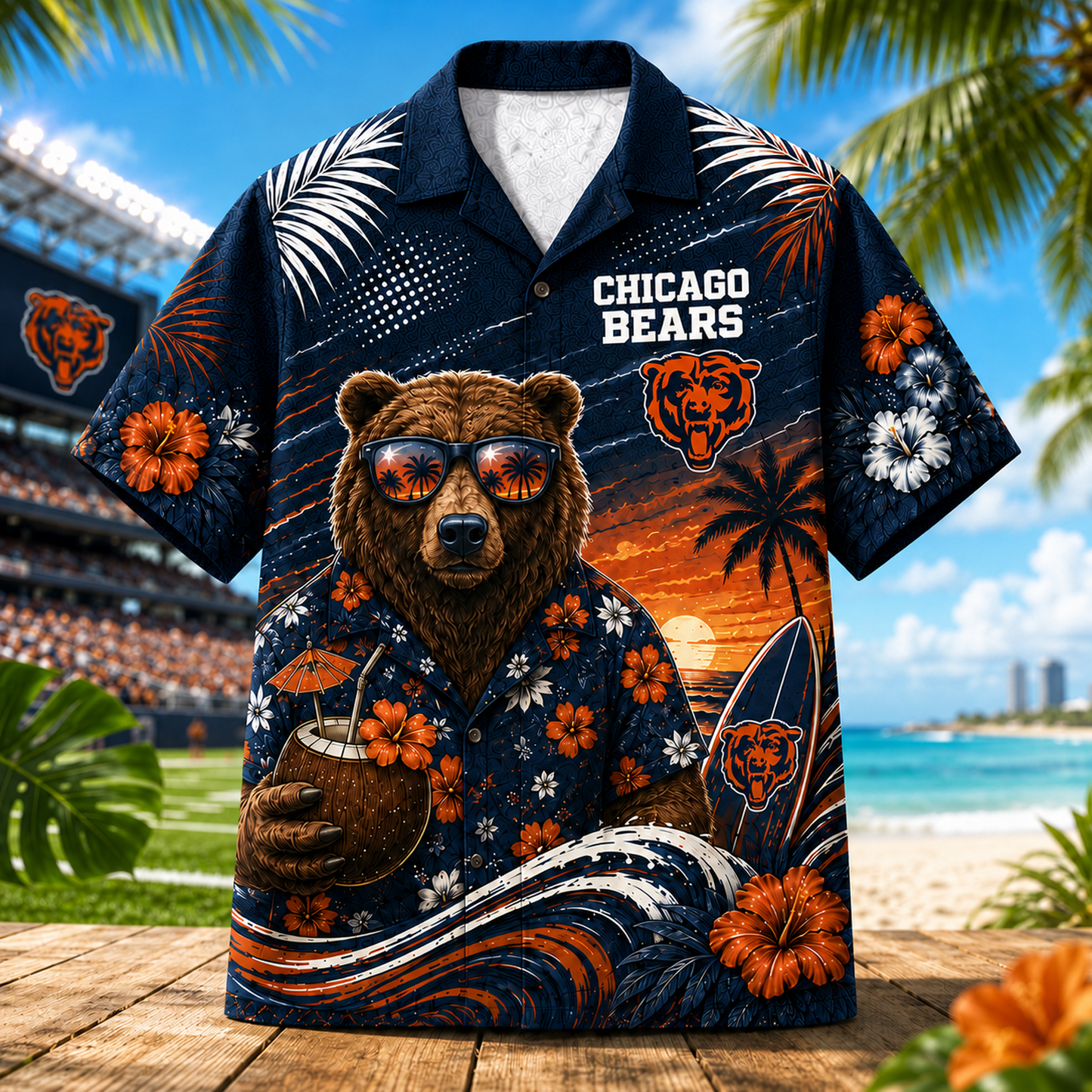 CHI x NFL Premium Beach Vibes Hawaiian Shirt