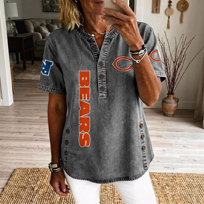 CHI x NFL Women’???s Denim Casual Tops DATND LBN 190526