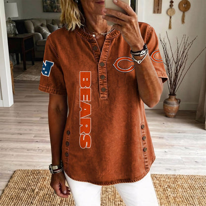 CHI x NFL Women’???s Denim Casual Tops DATND LBN 190526