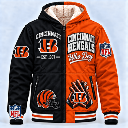 CIN x NFL Hooded Varsity Bomber Jacket