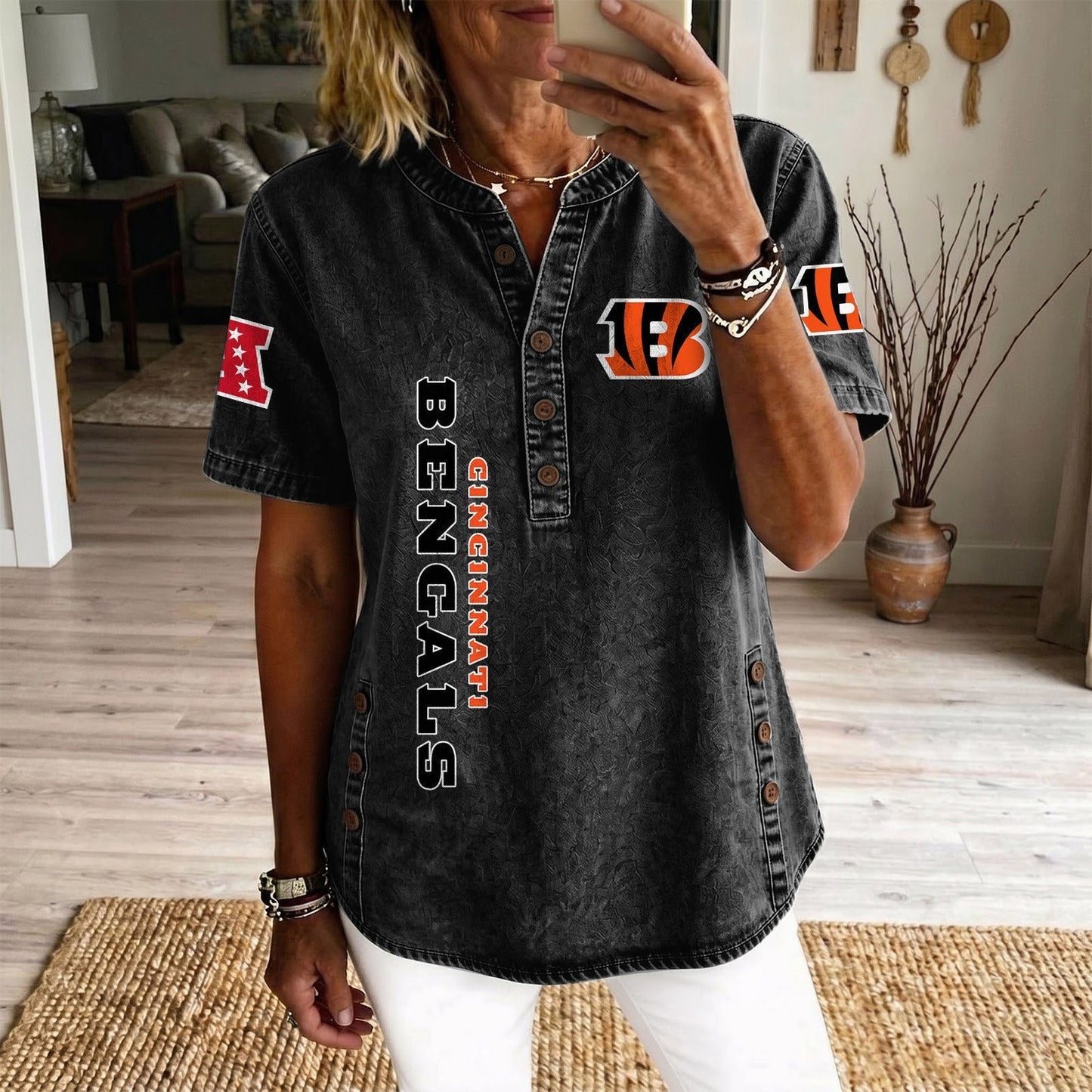 CIN x NFL Women’???s Denim Casual Tops DATND LBN 190526