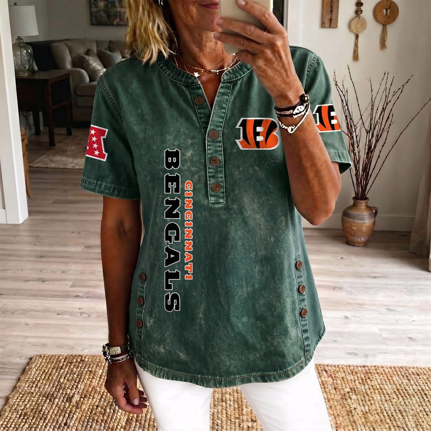 CIN x NFL Women’???s Denim Casual Tops DATND LBN 190526