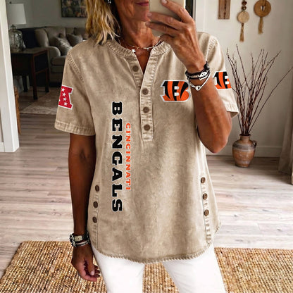 CIN x NFL Women’???s Denim Casual Tops DATND LBN 190526