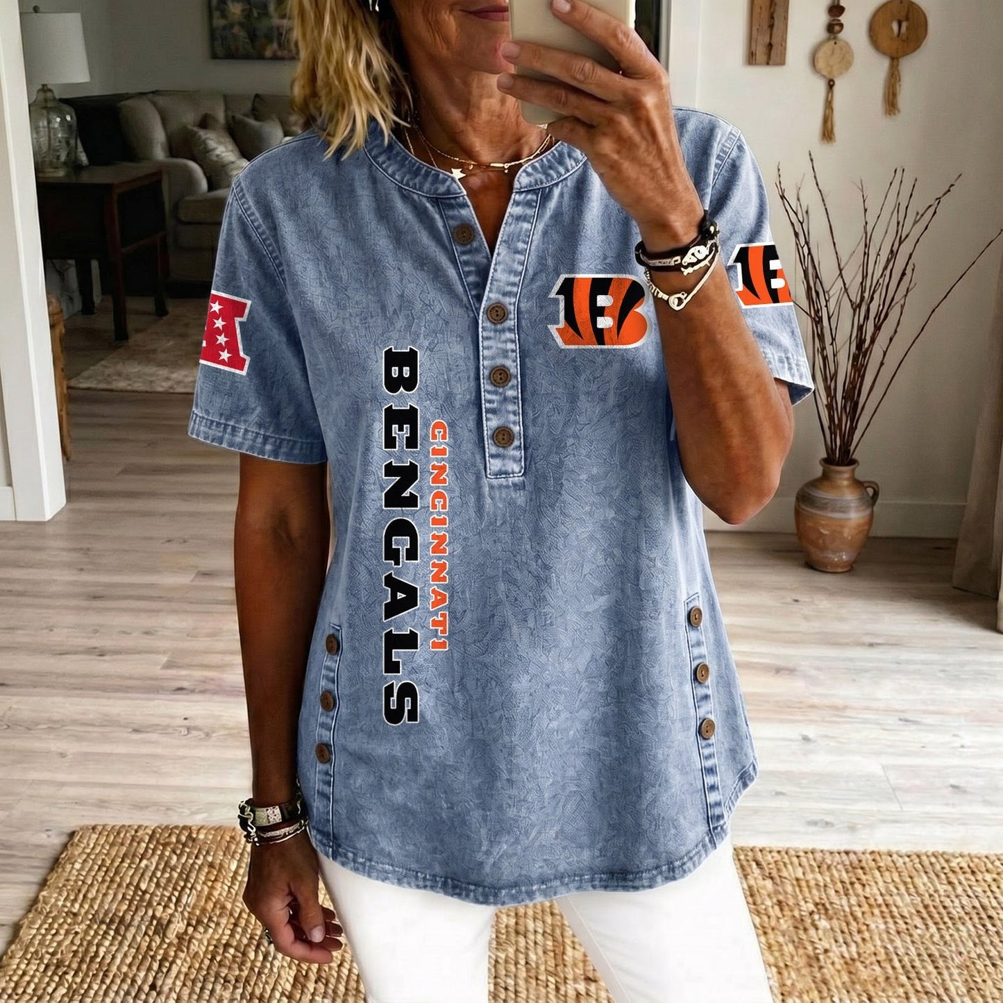 CIN x NFL Women’???s Denim Casual Tops DATND LBN 190526