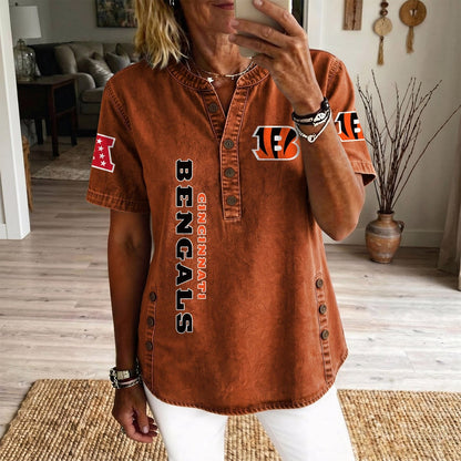 CIN x NFL Women’???s Denim Casual Tops DATND LBN 190526
