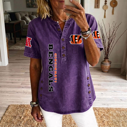 CIN x NFL Women’???s Denim Casual Tops DATND LBN 190526