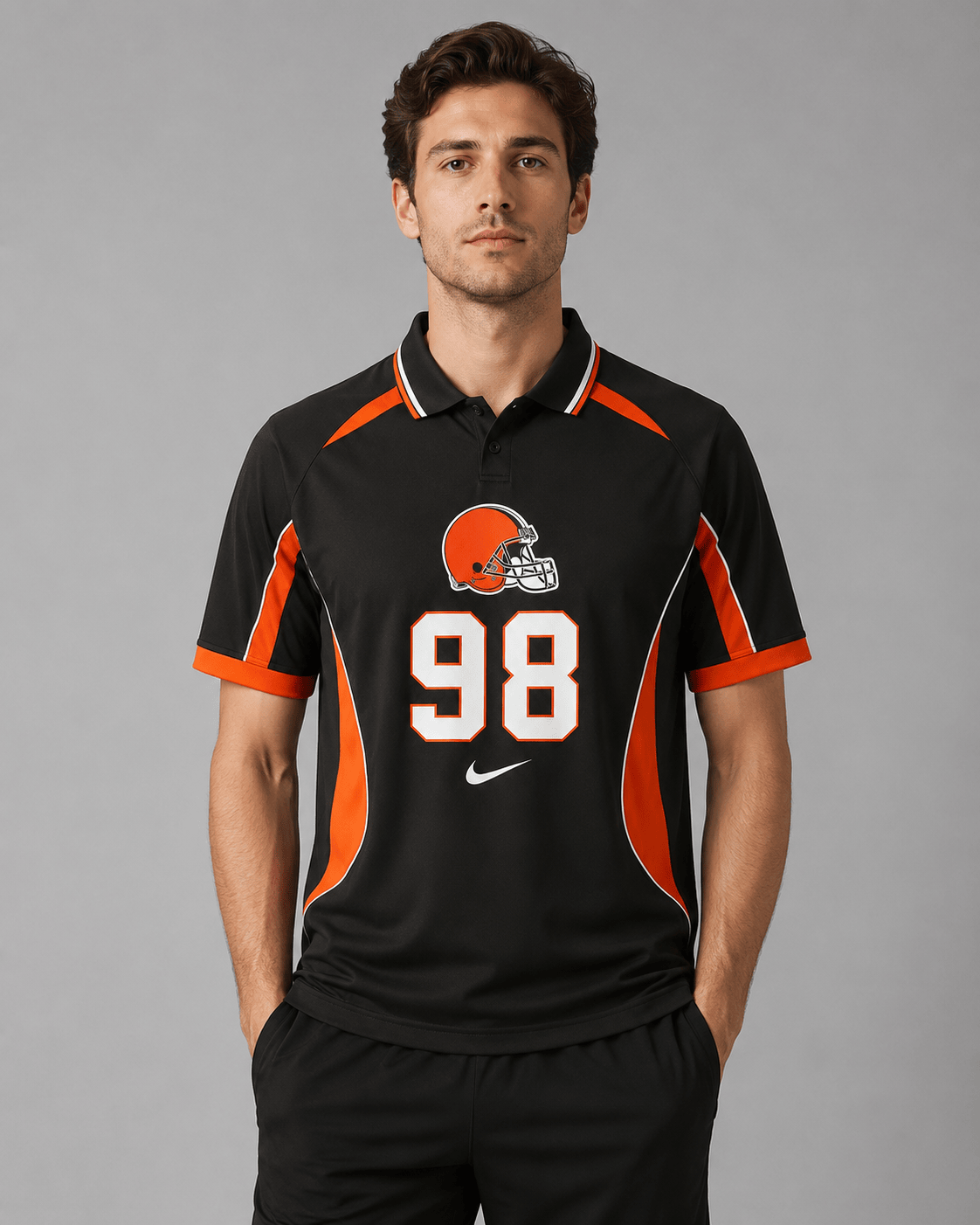 CLE Premium NFL Custom Number Sports Style Polo Shirt