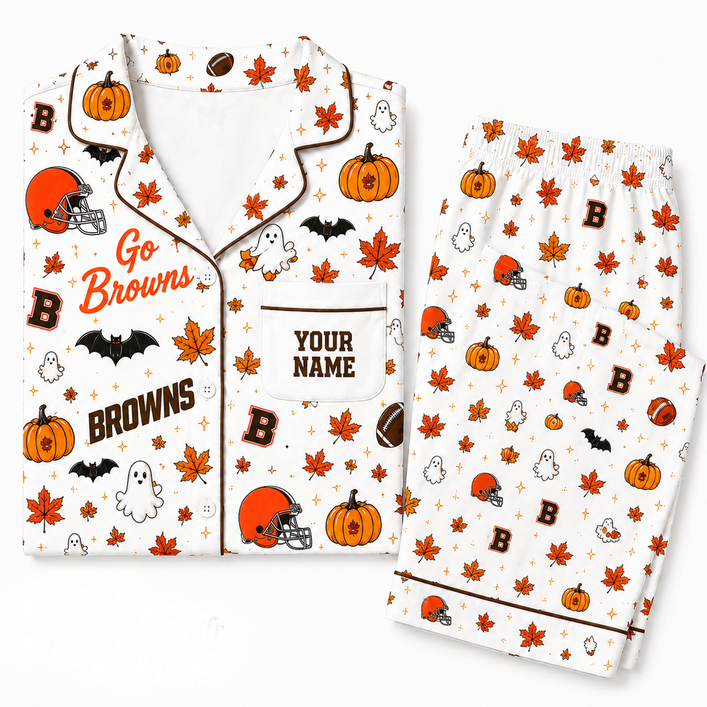 CLE x NFL Halloween Personalized Set Long Pajamas