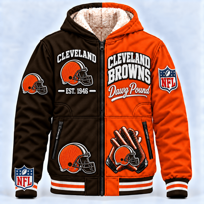 CLE x NFL Hooded Varsity Bomber Jacket