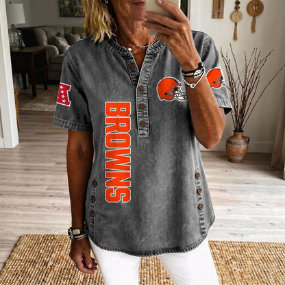 CLE x NFL Women’???s Denim Casual Tops DATND LBN 190526