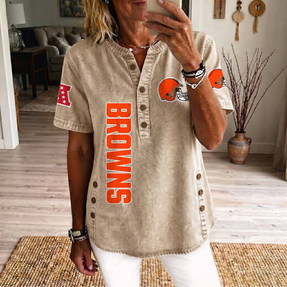 CLE x NFL Women’???s Denim Casual Tops DATND LBN 190526