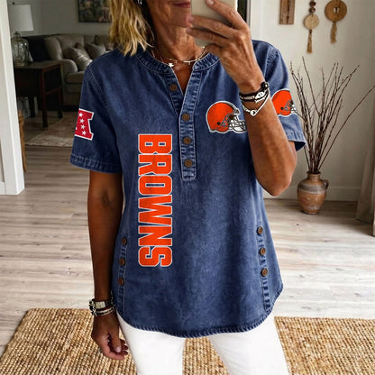 CLE x NFL Women’???s Denim Casual Tops DATND LBN 190526