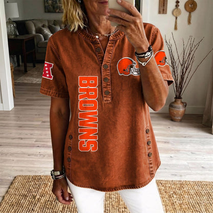 CLE x NFL Women’???s Denim Casual Tops DATND LBN 190526