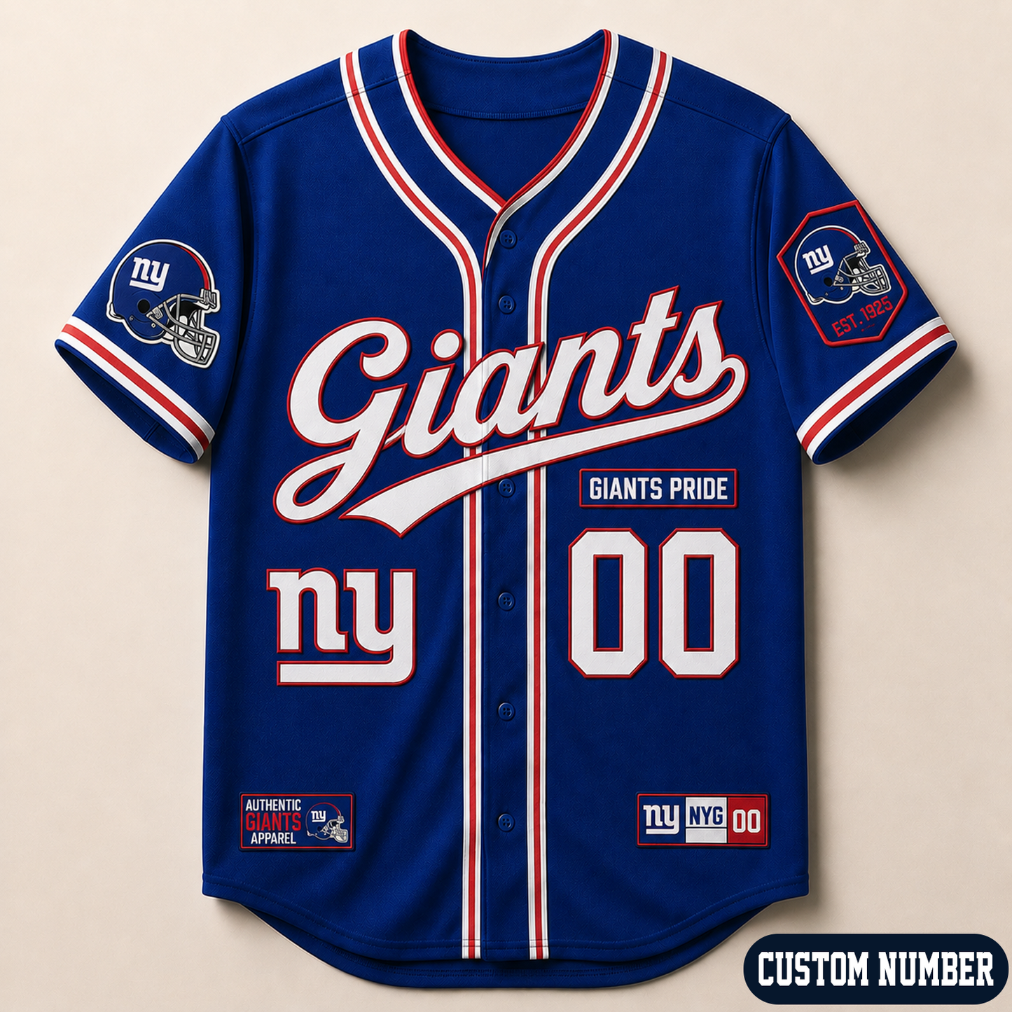Custom NFL x NYG Baseball Jersey Shirt