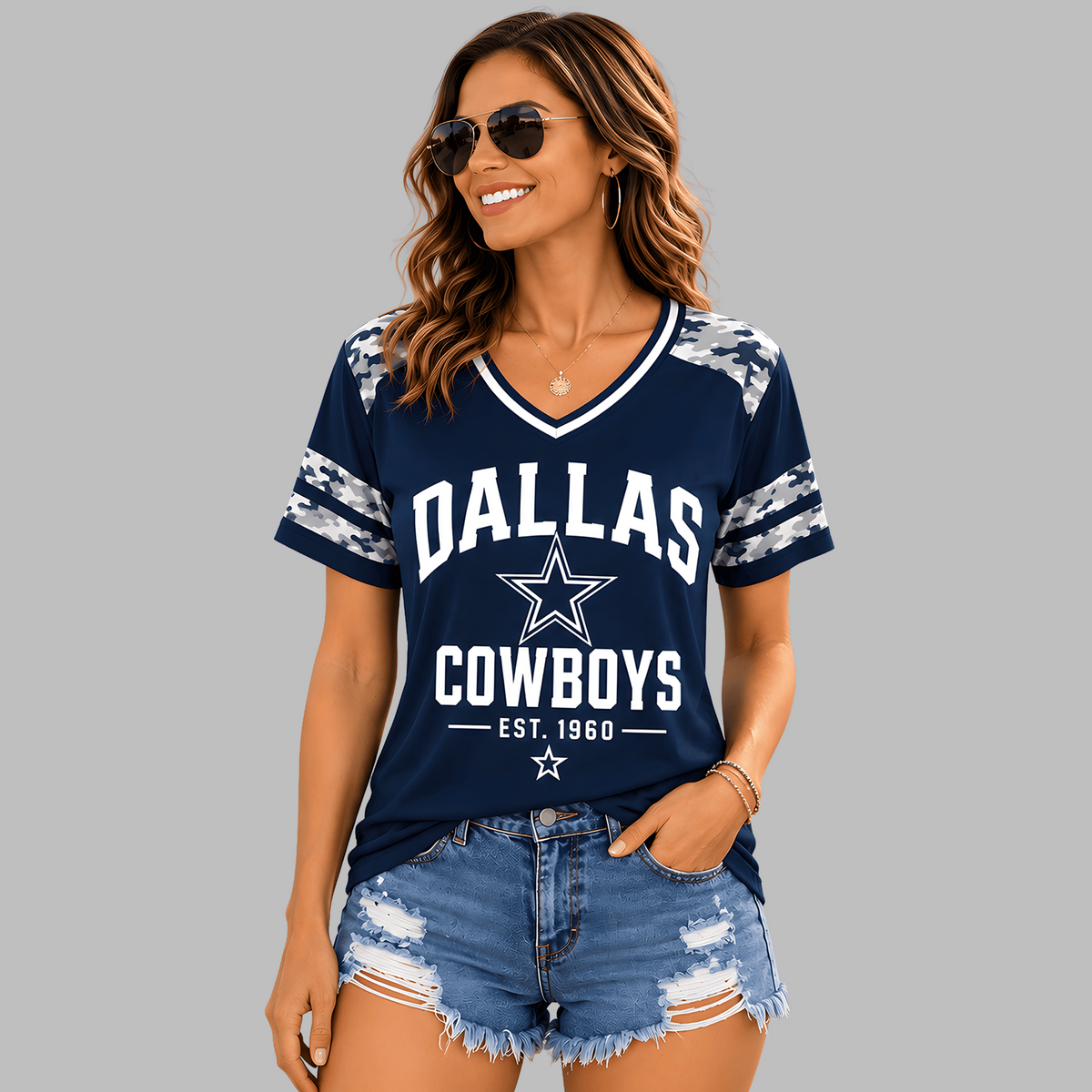 DAL Premium NFL All-American Camo V-neck