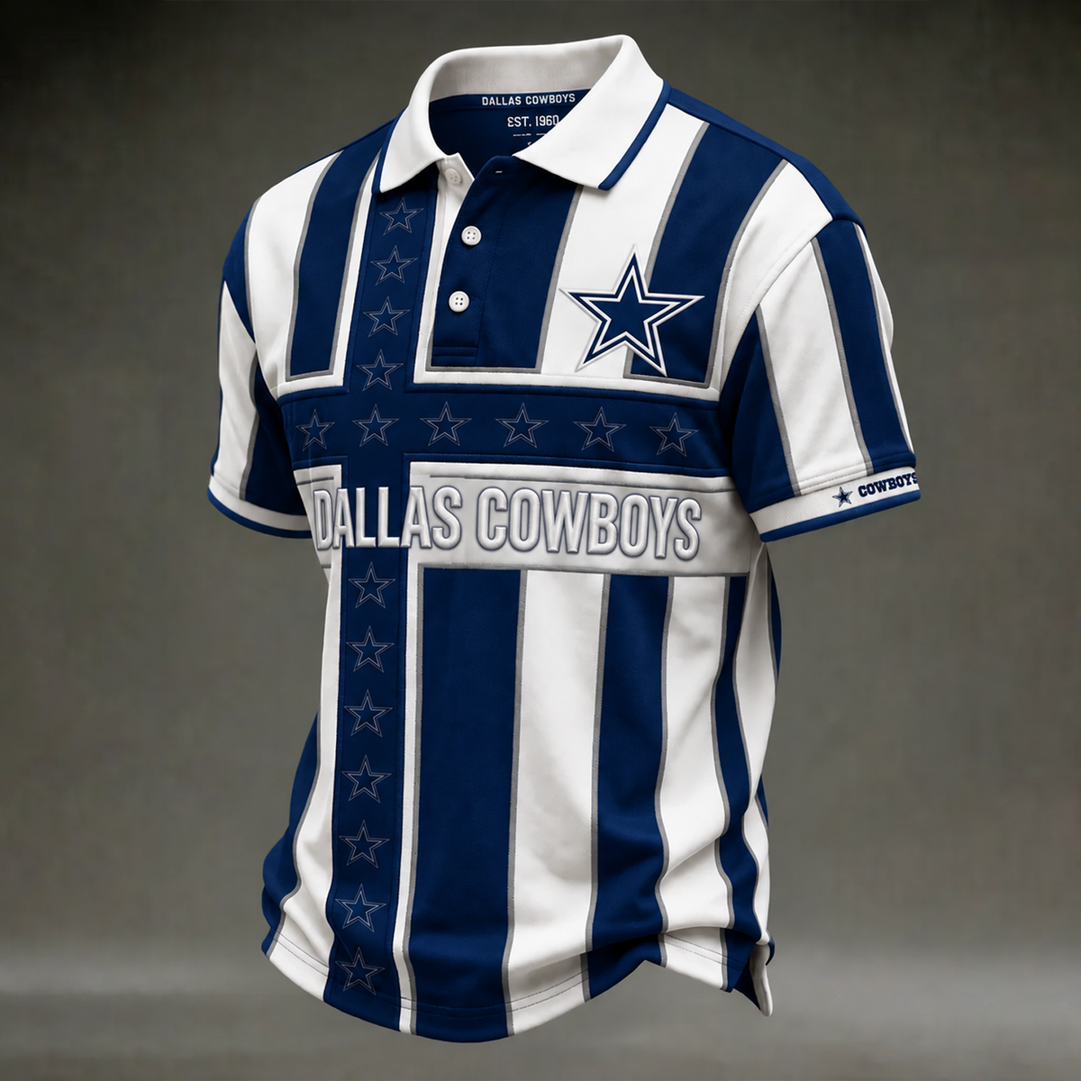 DAL X NFL Legacy Stripe Embroidered Polo Shirt