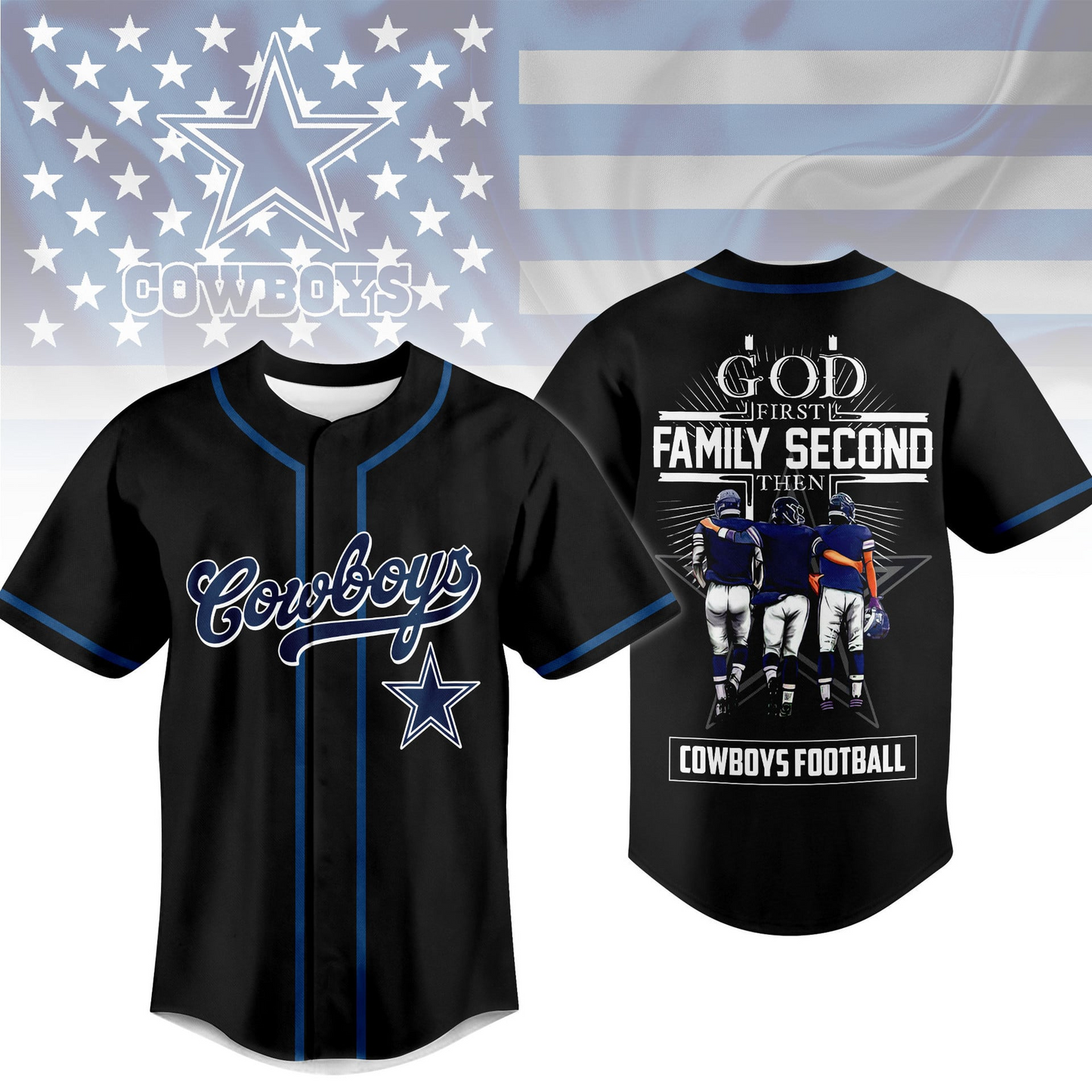 DAL x NFL God First, Family Second – Faith & Brotherhood Football Jersey