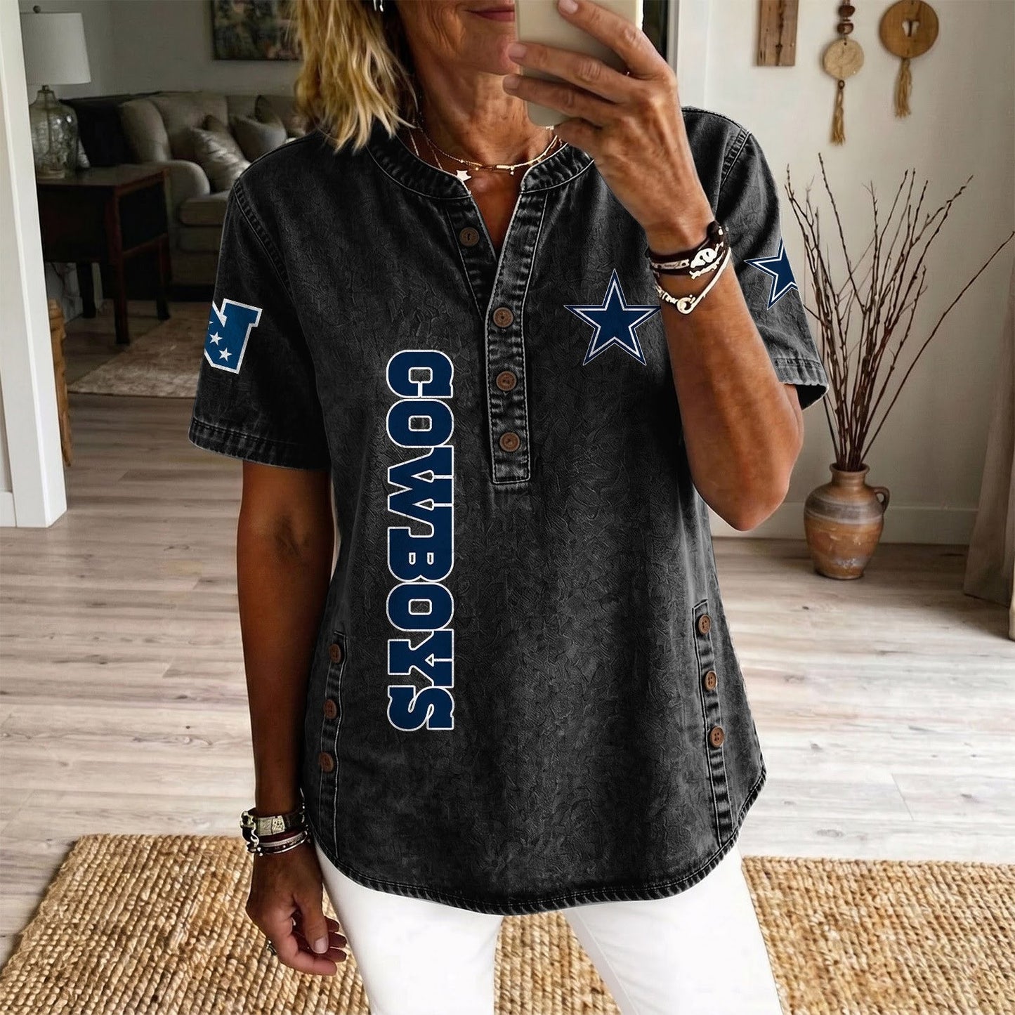 DAL x NFL Women’???s Denim Casual Tops DATND LBN 190526