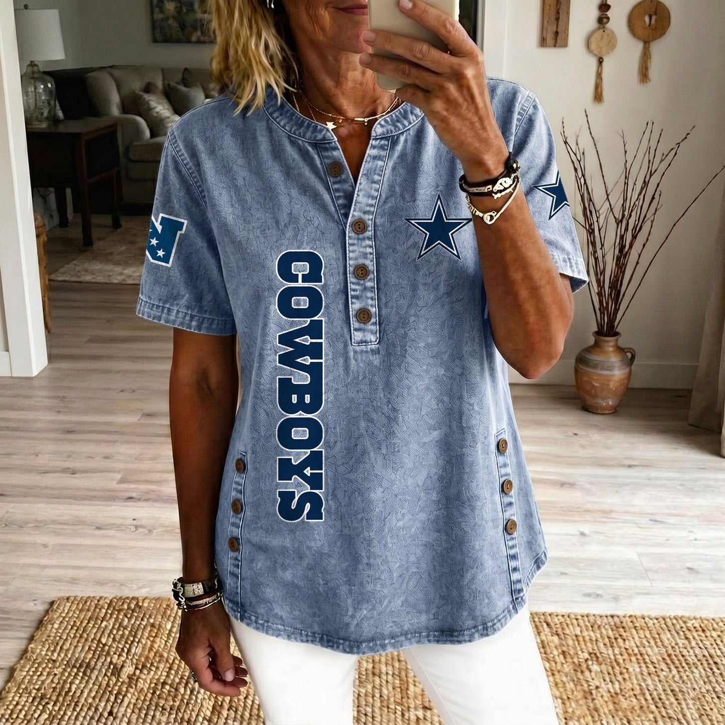 DAL x NFL Women’???s Denim Casual Tops DATND LBN 190526