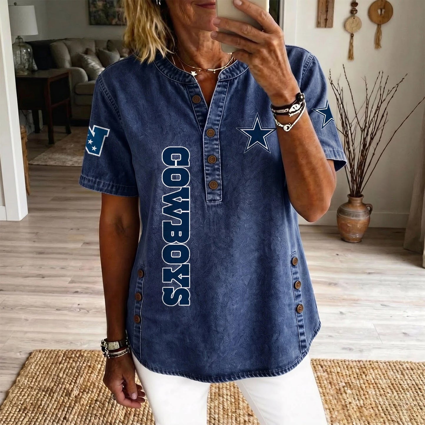 DAL x NFL Women’???s Denim Casual Tops DATND LBN 190526