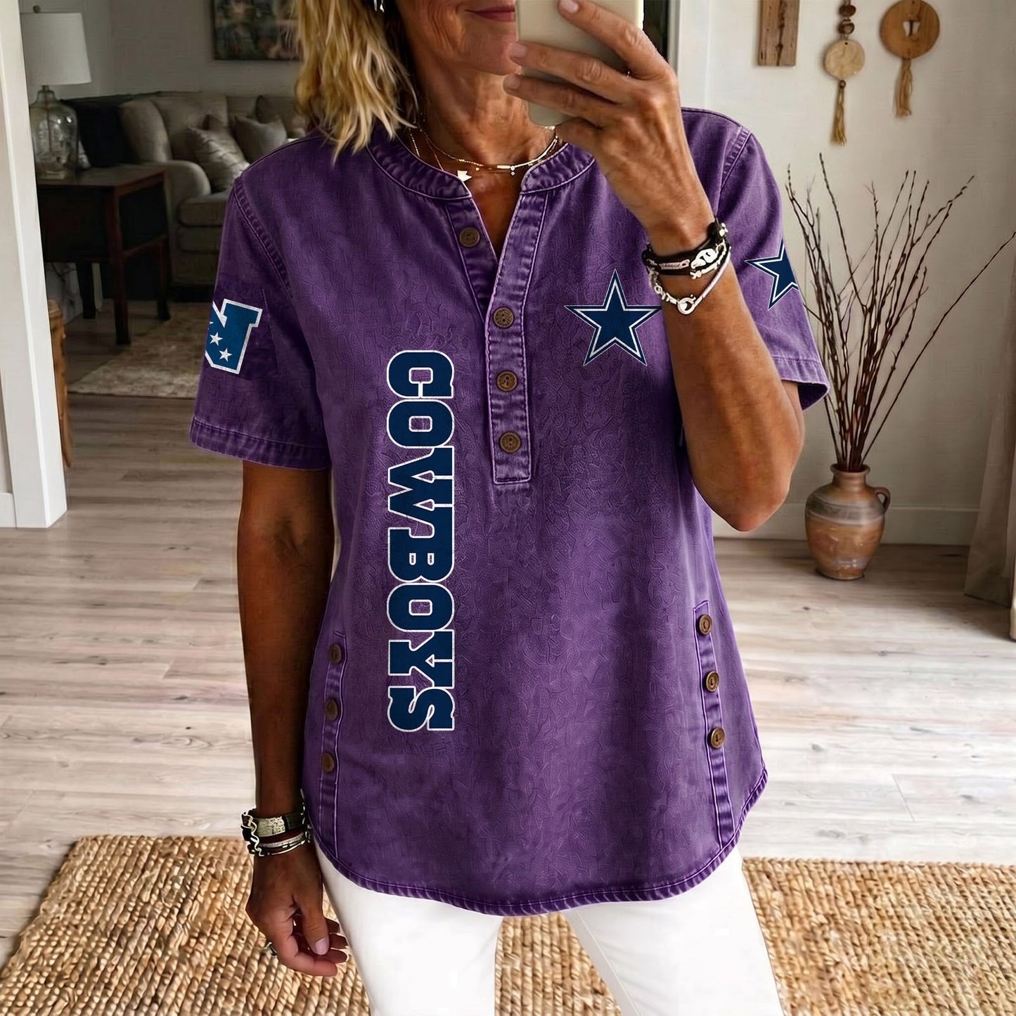 DAL x NFL Women’???s Denim Casual Tops DATND LBN 190526