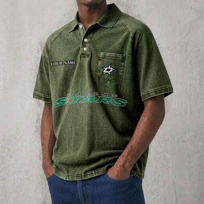 DAL x NHL Men's Distressed Turn-Down Collar Polo DATND TANTD 250526