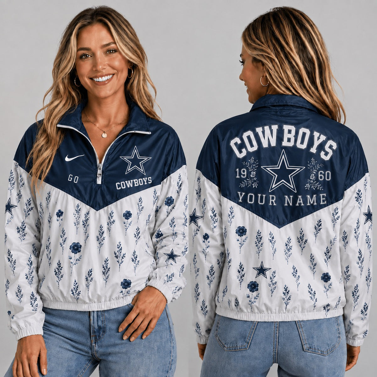 DC x NFL Personalized Women Quarter Zip Jacket
