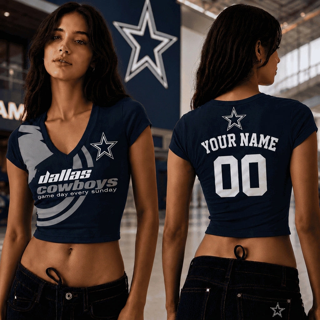 DC x NFL Premium Women V-neck Croptop Personalized Gift For Fan