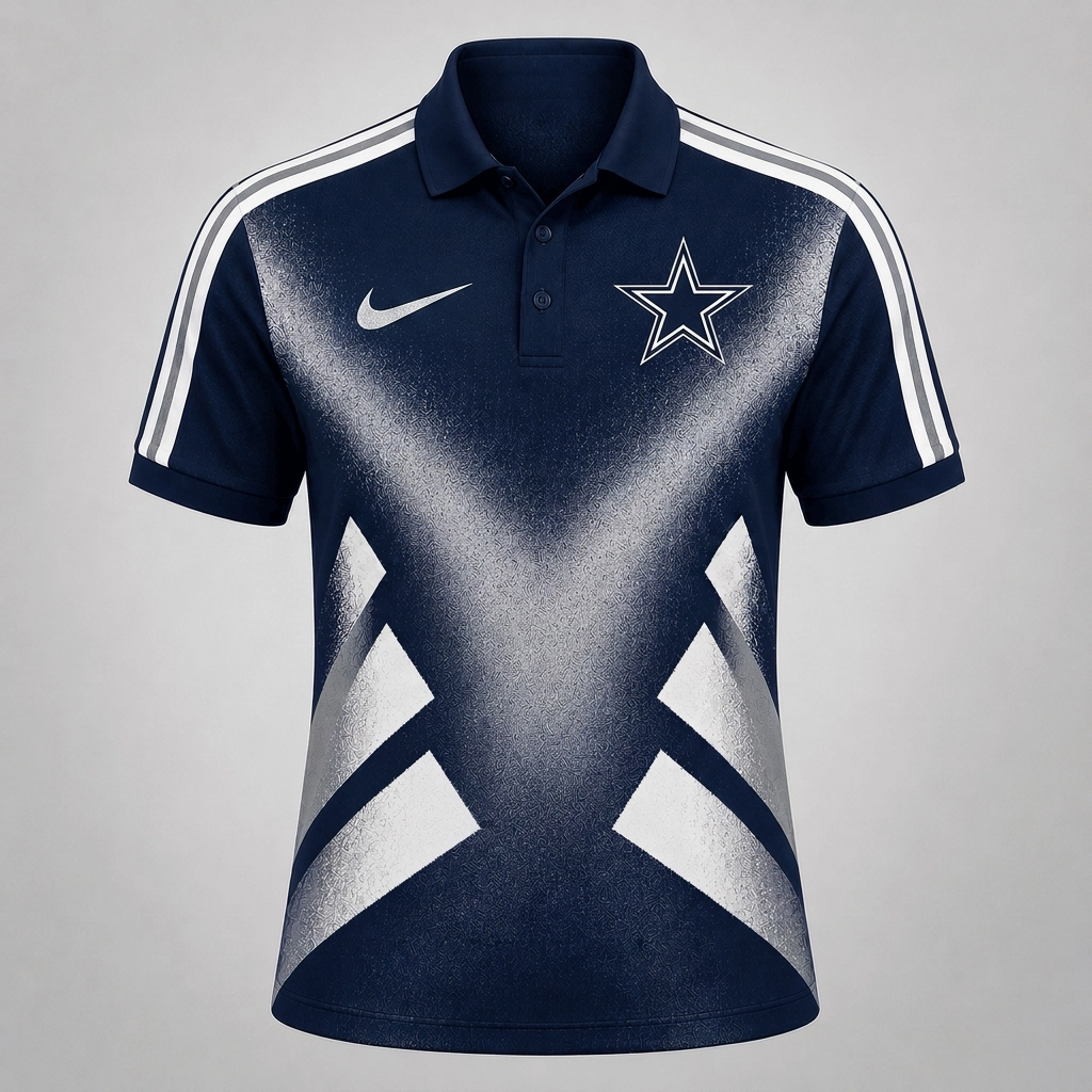 DC x Premium NFL Sports Fan Geometric Pattern Polo Shirt