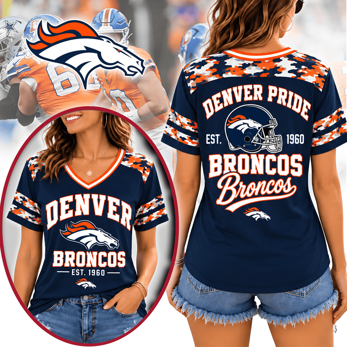 DEN Premium NFL All-American Camo V-neck