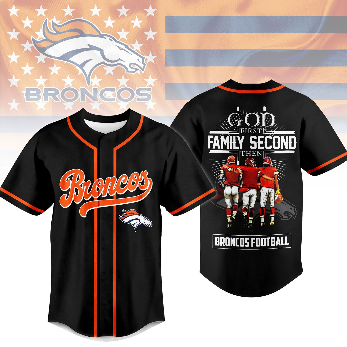 DEN x NFL God First, Family Second – Faith & Brotherhood Football Jersey