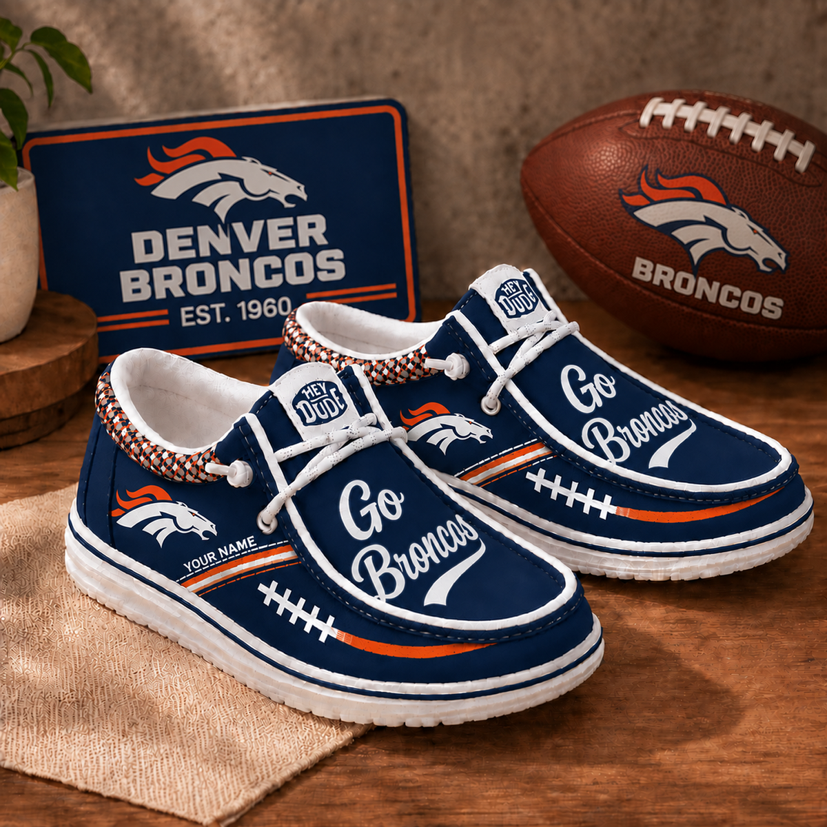 DEN x NFL Personalized New Style Hey Dude Shoes