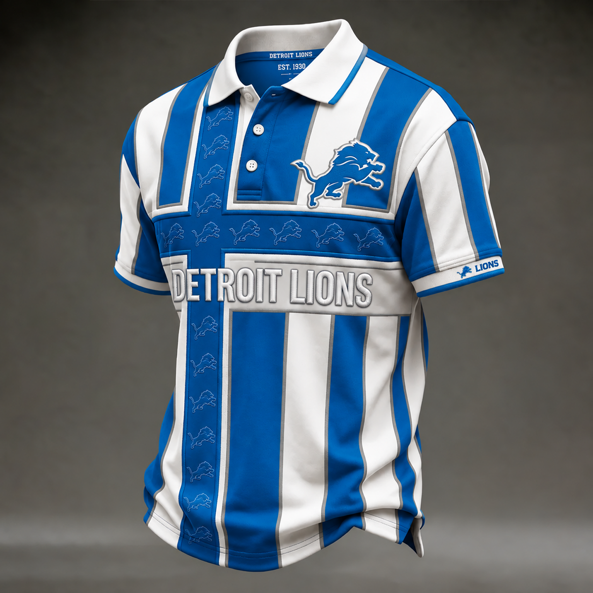 DET X NFL Legacy Stripe Embroidered Polo Shirt