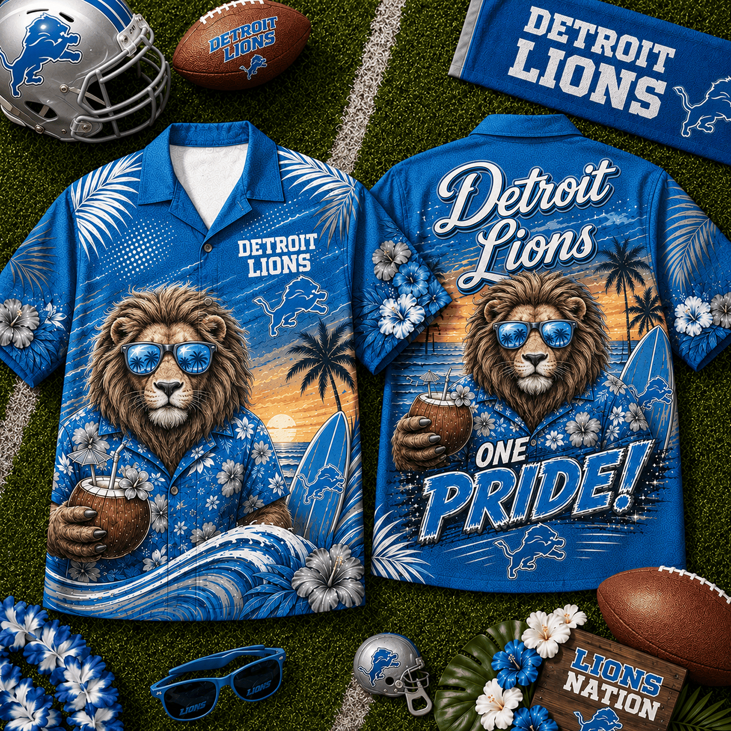 DET x NFL Premium Beach Vibes Hawaiian Shirt