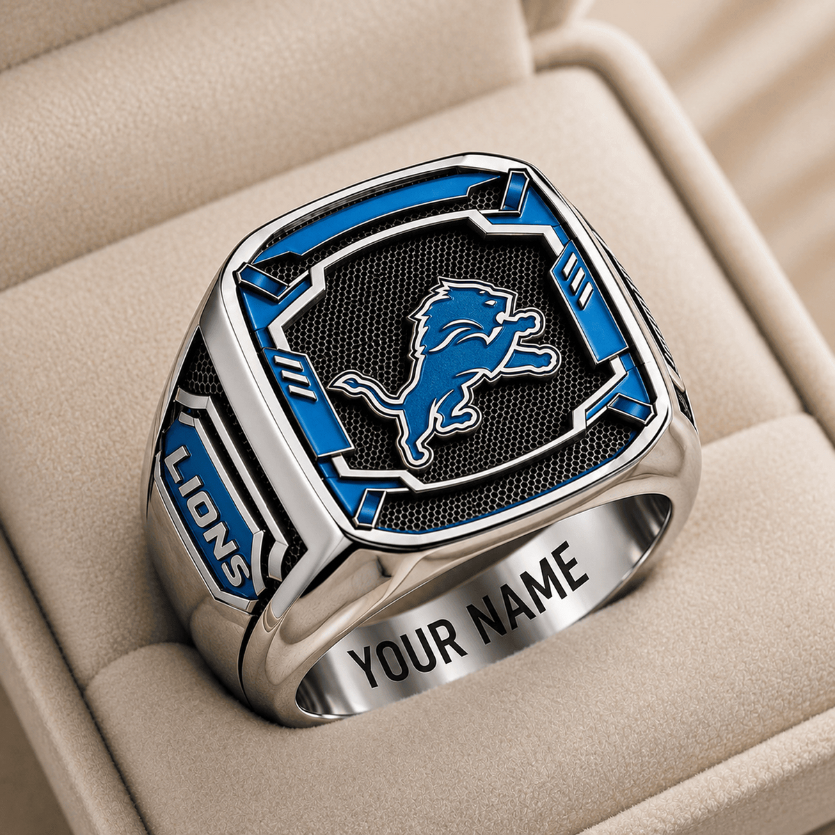 DET x NFL Special Ring Custom Any Name Gift For Fan Love