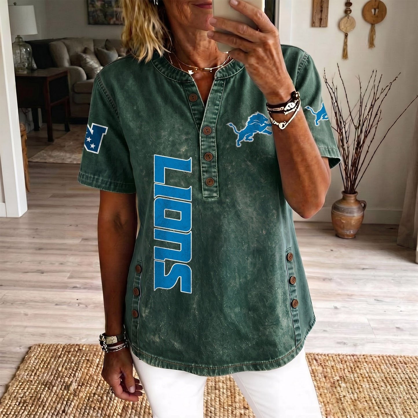 DET x NFL Women’???s Denim Casual Tops DATND LBN 190526