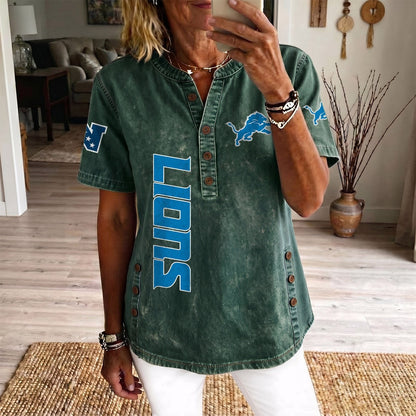 DET x NFL Women’???s Denim Casual Tops DATND LBN 190526