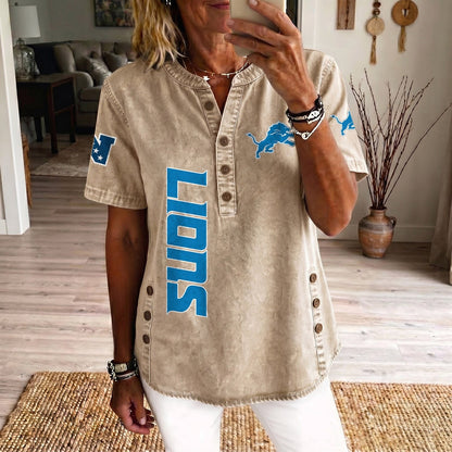 DET x NFL Women’???s Denim Casual Tops DATND LBN 190526