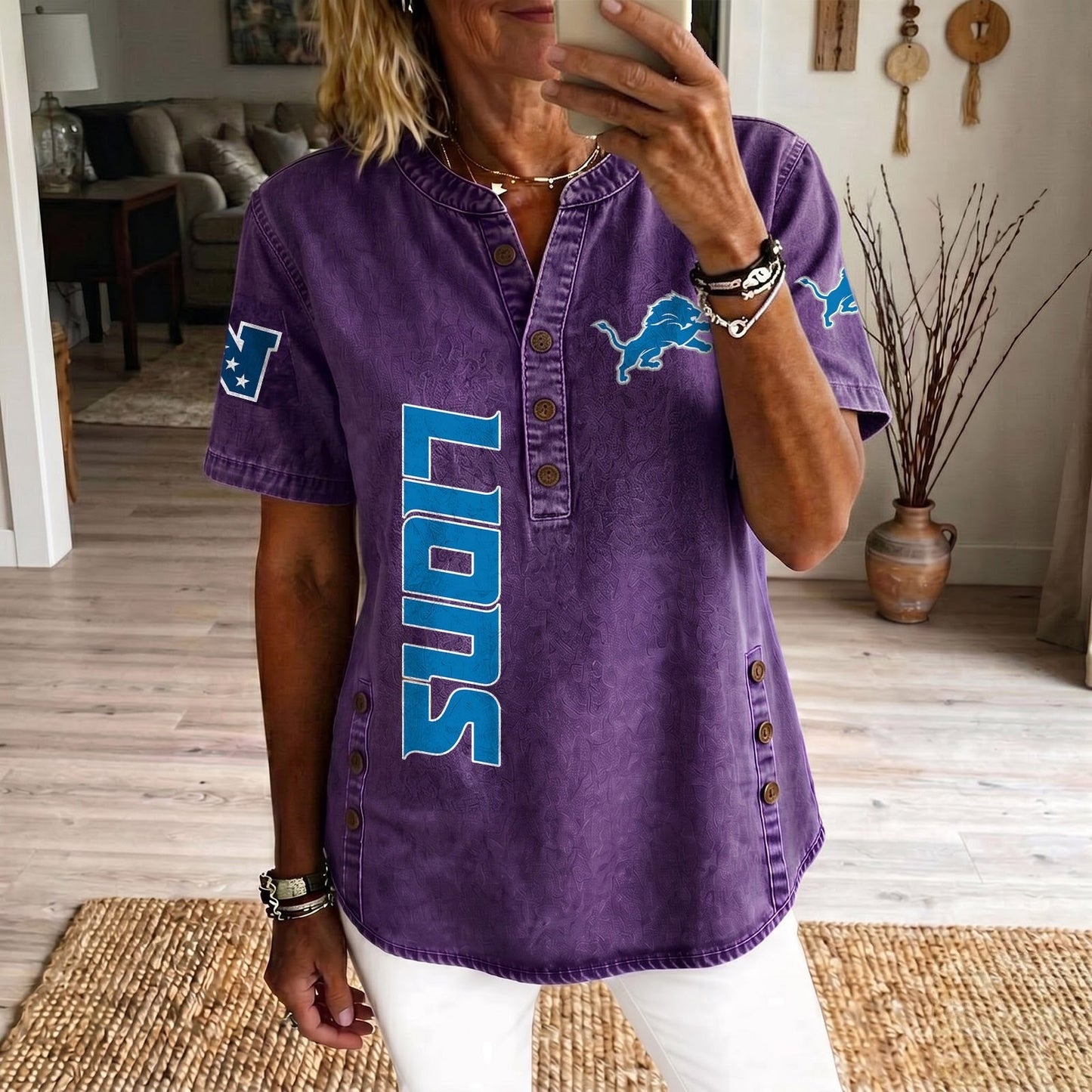 DET x NFL Women’???s Denim Casual Tops DATND LBN 190526