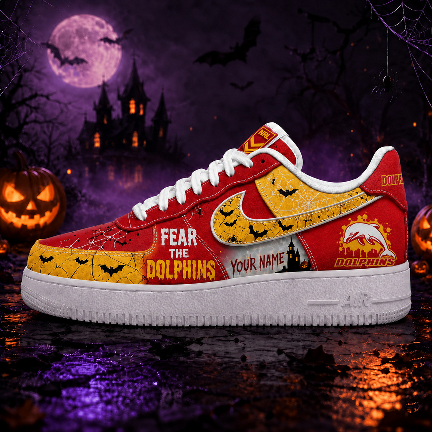 DOL Premium NRL Fear The Team Halloween AF1 Sneakers