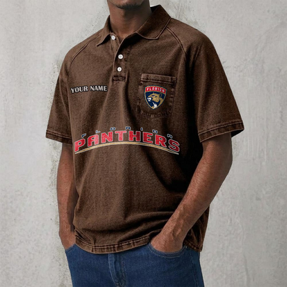 FLA x NHL Men's Distressed Turn-Down Collar Polo DATND TANTD 250526