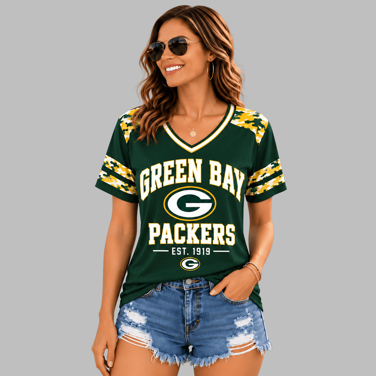 GB Premium NFL All-American Camo V-neck