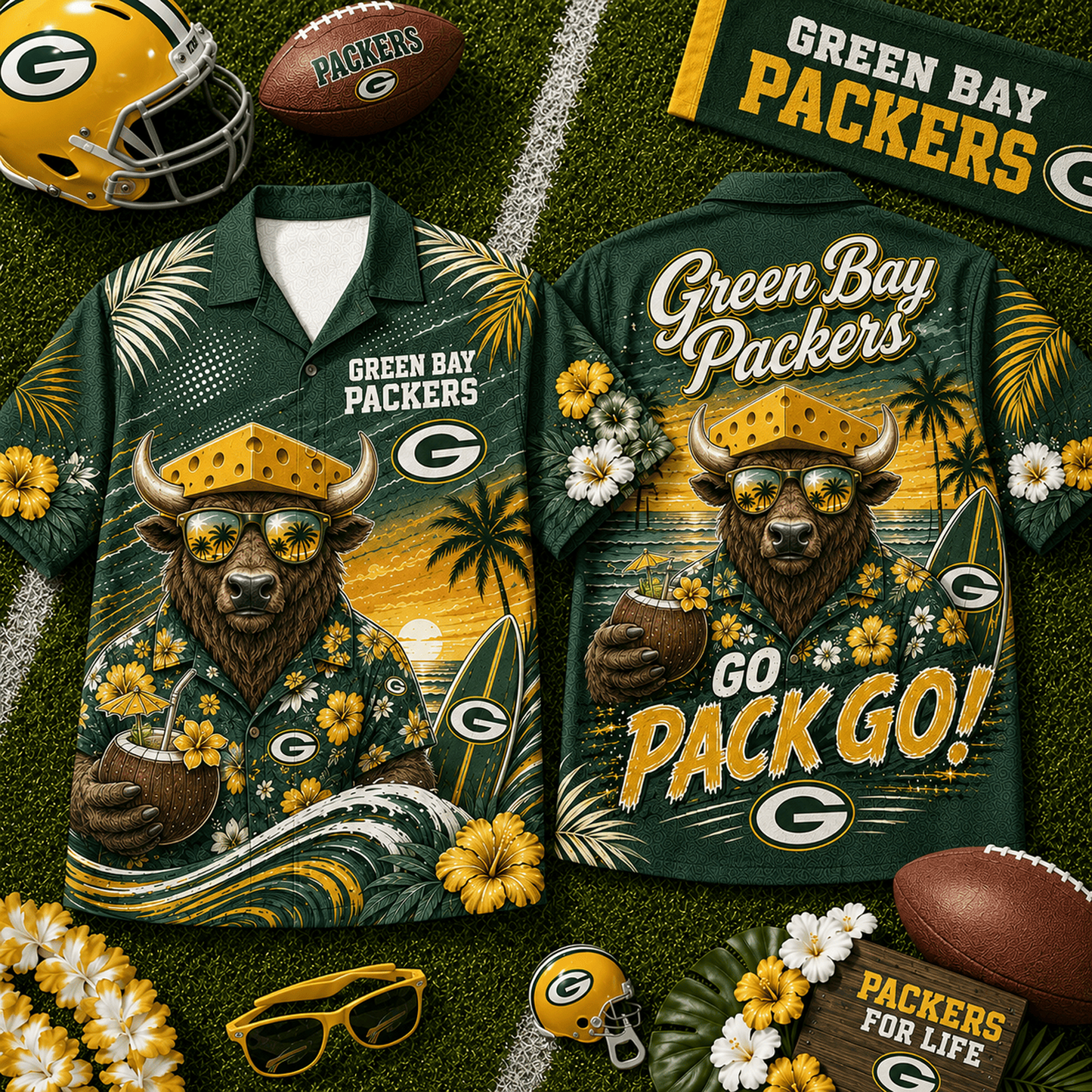 GB x NFL Premium Beach Vibes Hawaiian Shirt