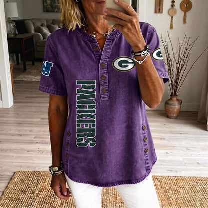 GB x NFL Women’???s Denim Casual Tops DATND LBN 190526