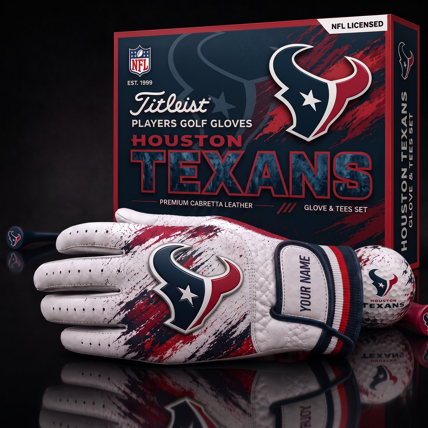 HOU NFL LUXURY PERSONALIZED GOLF GLOVE SET LIMITED EDTION