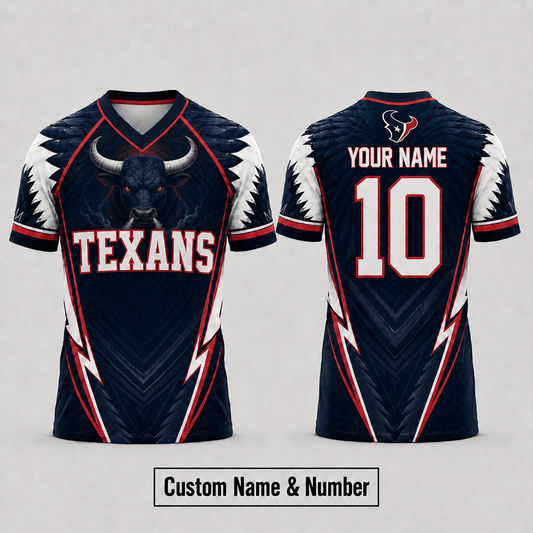 HOU x  NFL Premium Custom Name And Number Jersey For Fierce Football Fans