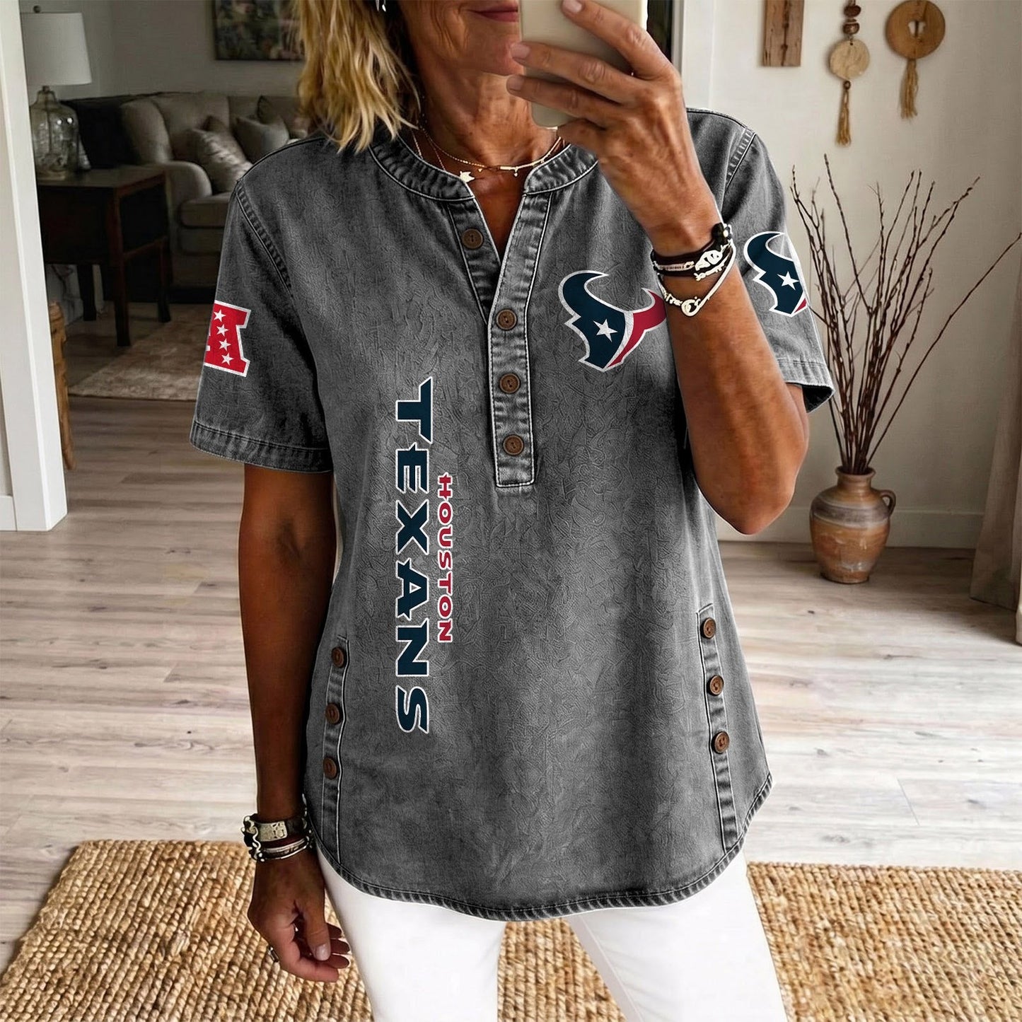 HOU x NFL Women’???s Denim Casual Tops DATND LBN 190526