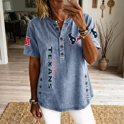 HOU x NFL Women’???s Denim Casual Tops DATND LBN 190526