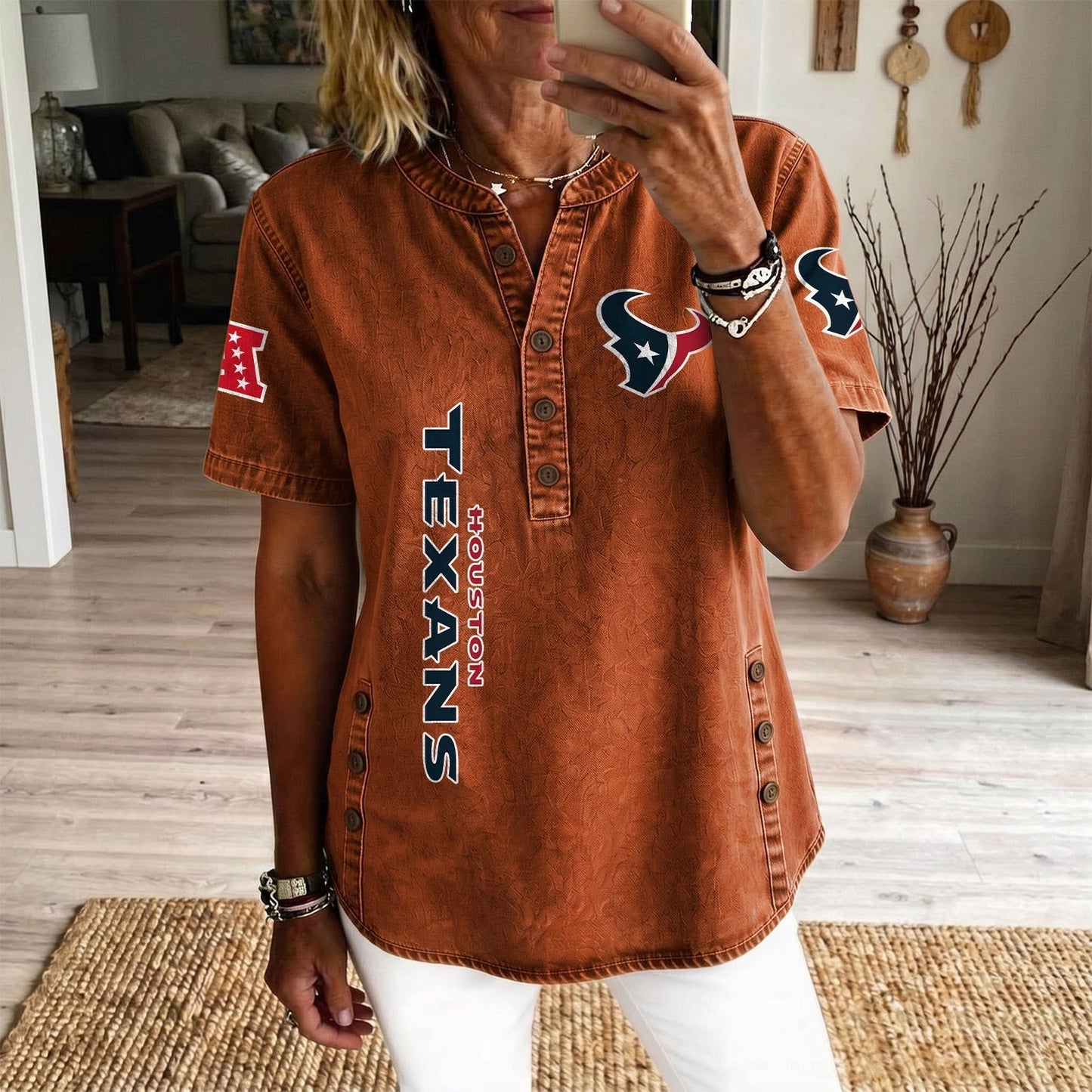 HOU x NFL Women’???s Denim Casual Tops DATND LBN 190526