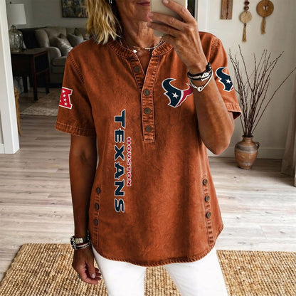HOU x NFL Women’???s Denim Casual Tops DATND LBN 190526